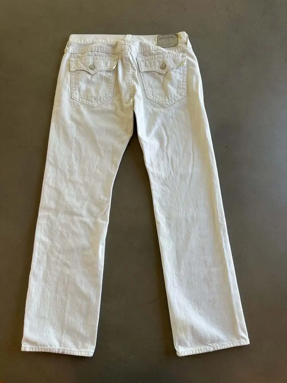 Vintage True Religion Ricky Relaxed Straight Leg White Jeans, Size 36